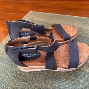 Adrienne Vittadini Navy Cork Sandals